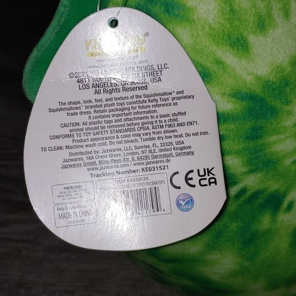 Squishmallows Rocio triceratops green tie dye Official Kellytoy  8" Soft Plush - Picture 7 of 8